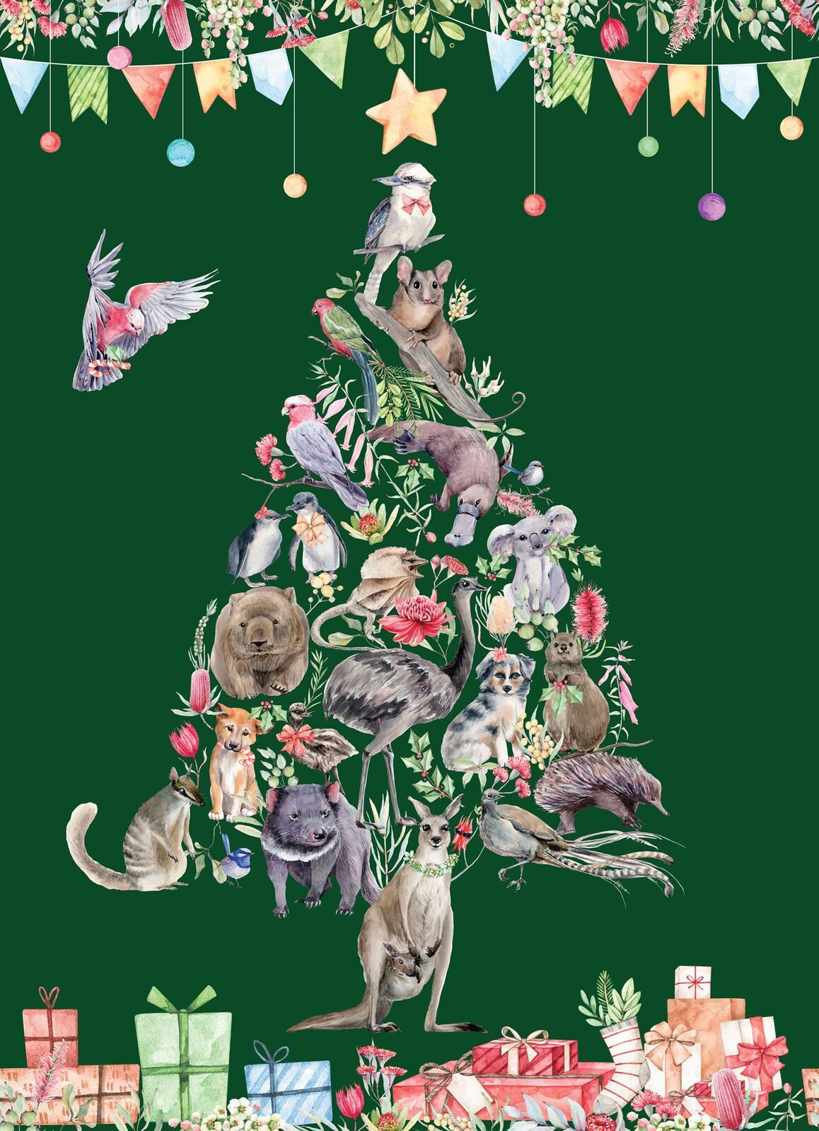 Bush Celebration - Animal Christmas Tree panel DV6372