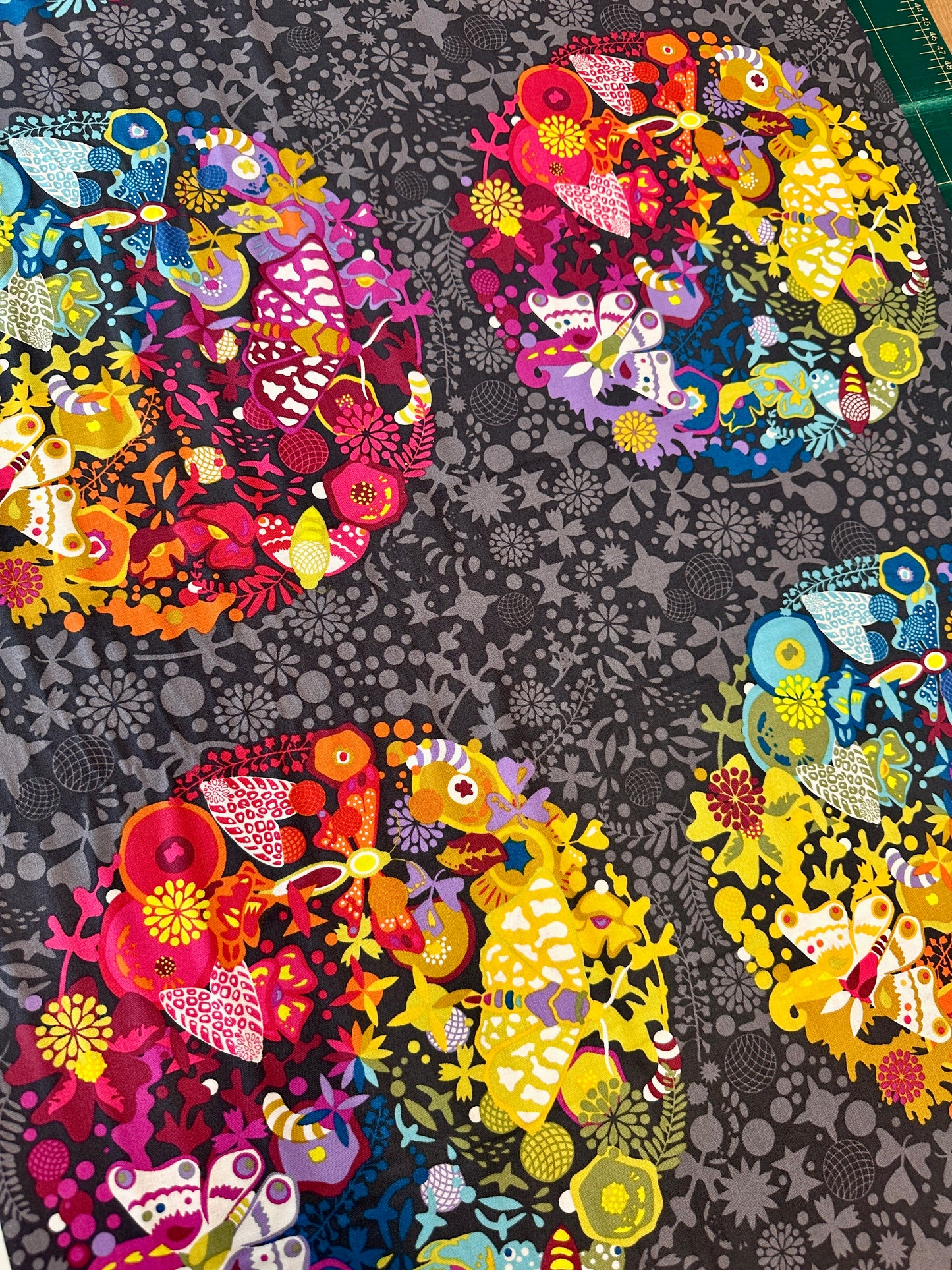 night Alison Glass - Colorwheel in Art theory Day Night - quilt fabric collection available at Brisbane Australia online fabric store art quilt supplies 2 sew textiles. colour fun fabrics, featuring moths and flowers and other lovely nuances. Great as border, binding and feature fabrics, but also wonderful as a cushions and round table mats.