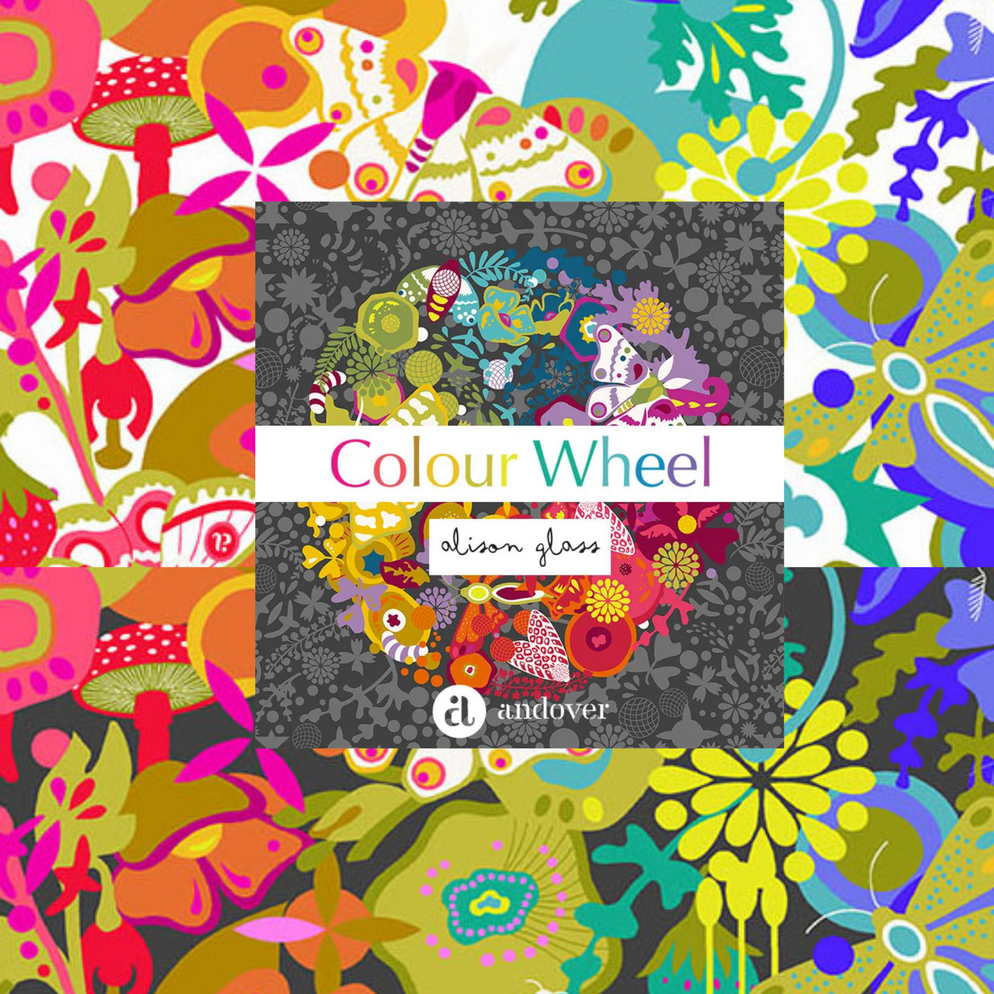 Alison Glass - Colorwheel in Art theory Day Night - quilt fabric collection available at Brisbane Australia online fabric store art quilt supplies 2 sew textiles. colour fun fabrics, featuring moths and flowers and other lovely nuances. Great as border, binding and feature fabrics, but also wonderful as a cushions and round table mats.