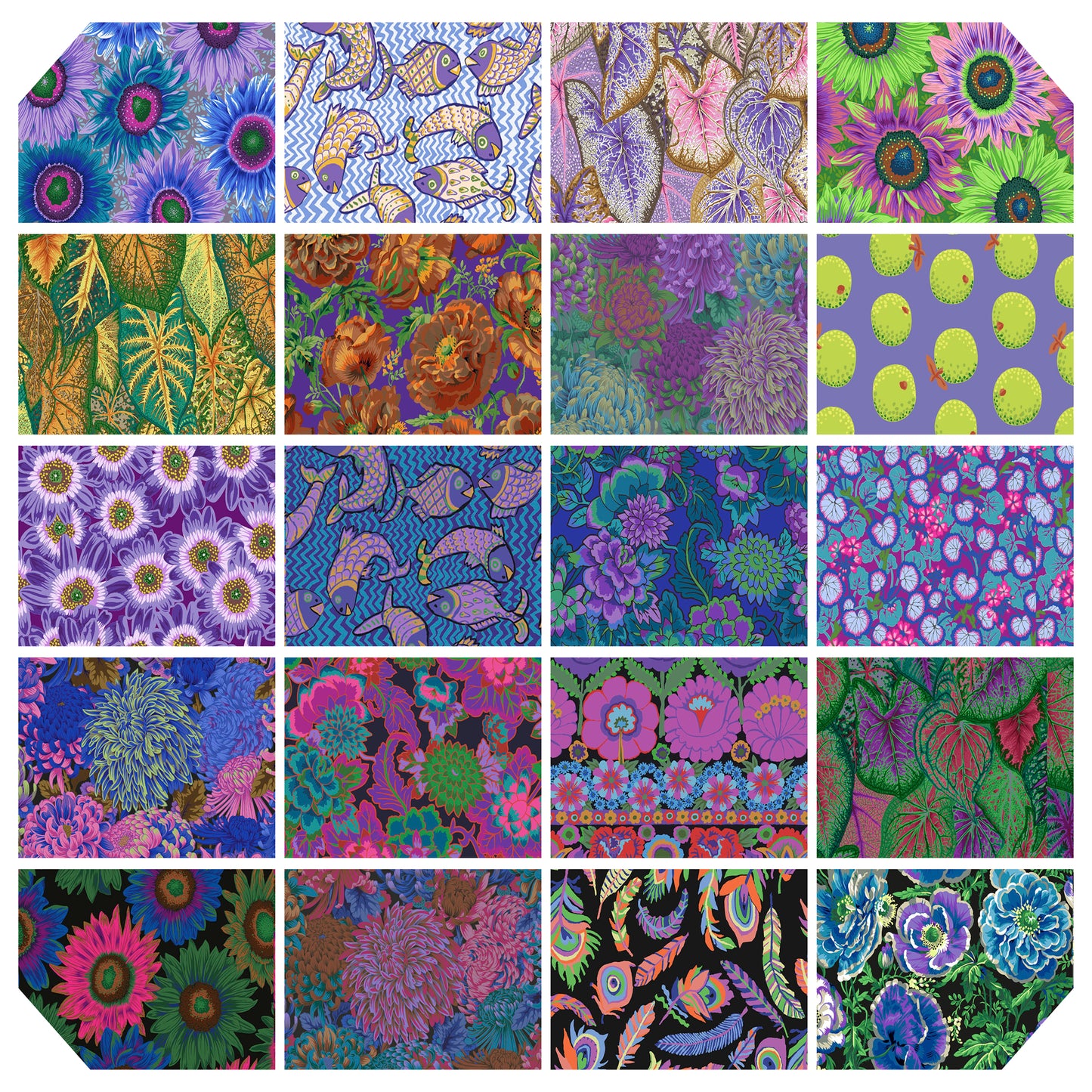PALETTE bundle layout Kaffe collective quilting fabric bundle august 2021 2-pc fat quarter dark available at 2 sew textiles art quilt supplies