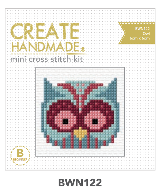 MINI OWL CROSS STITCH Stitchery kits great gift stocking stuffers by Create Handmade Kits complete available at 2 sew textiles art quilt supplies -