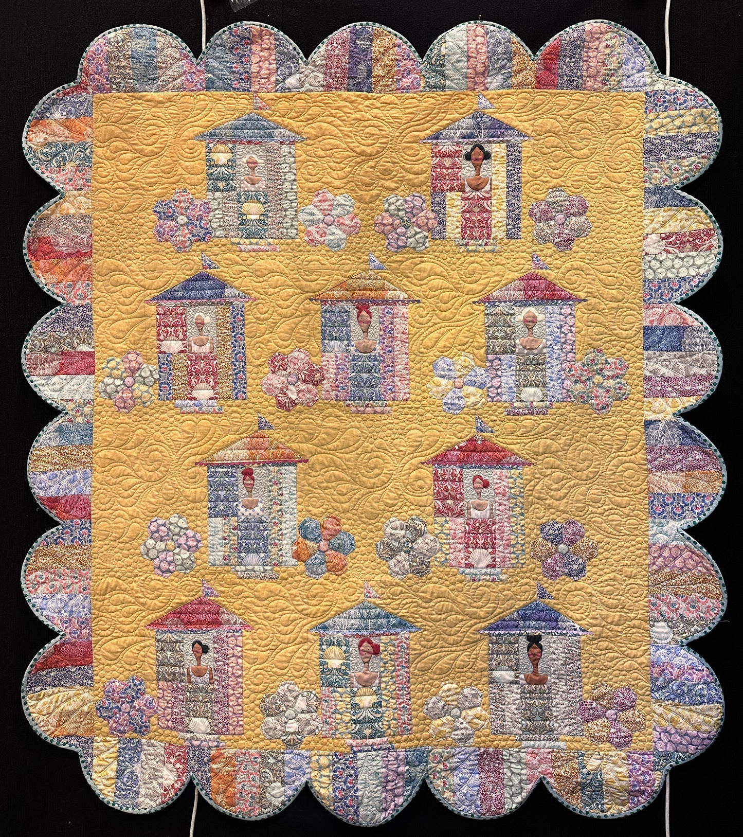 whole quilt image using Tilda fabrics -Quilt Pattern Beach House Beauties - make it sew for sale at 2 sew textiles art quilt supplies used Tilda fabrics. or Tula.