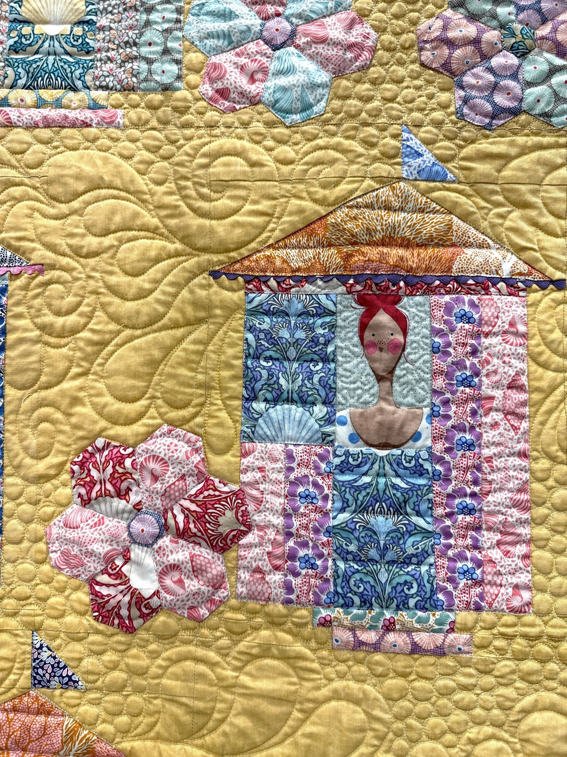 detail whole quilt image using Tilda fabrics -Quilt Pattern Beach House Beauties - make it sew for sale at 2 sew textiles art quilt supplies used Tilda fabrics. or Kaffe.