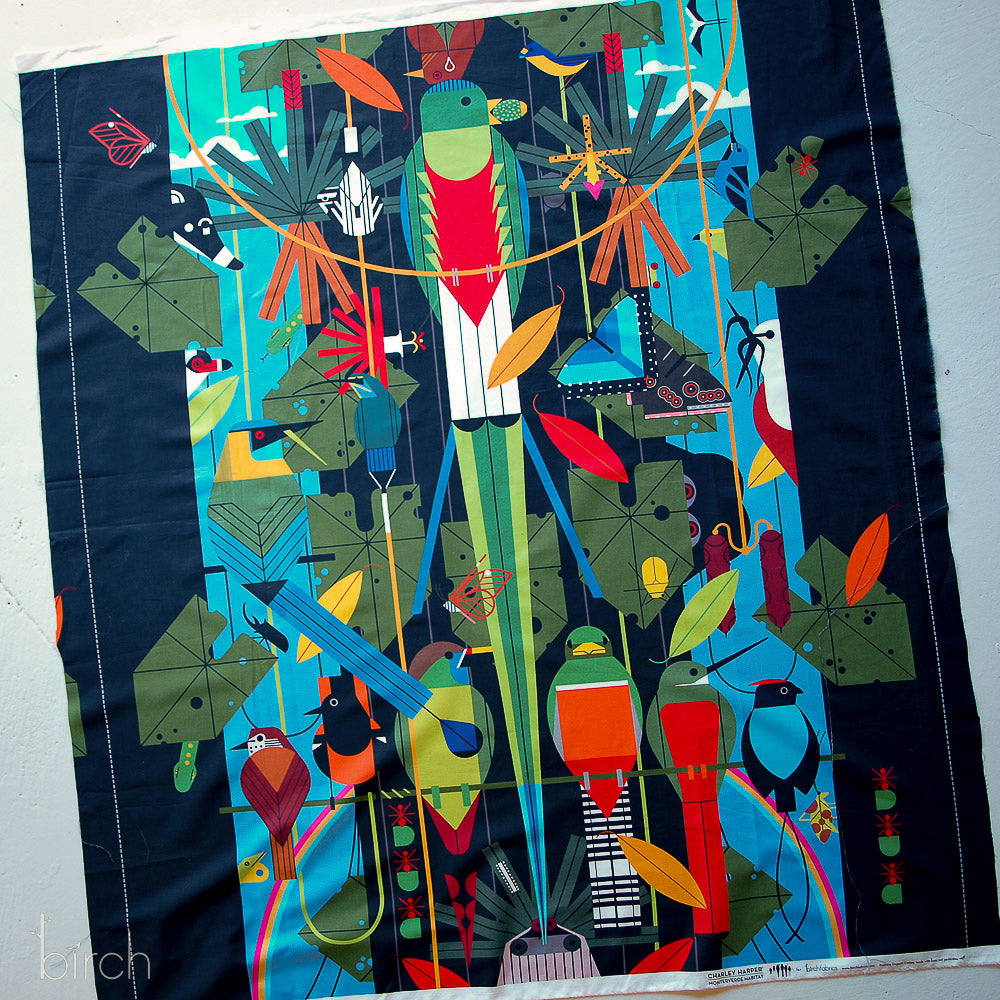 included panel Charley Harper Monteverde fat quarter plus panel pack by Birch fabrics available at 2 sew textiles art quilt supplies