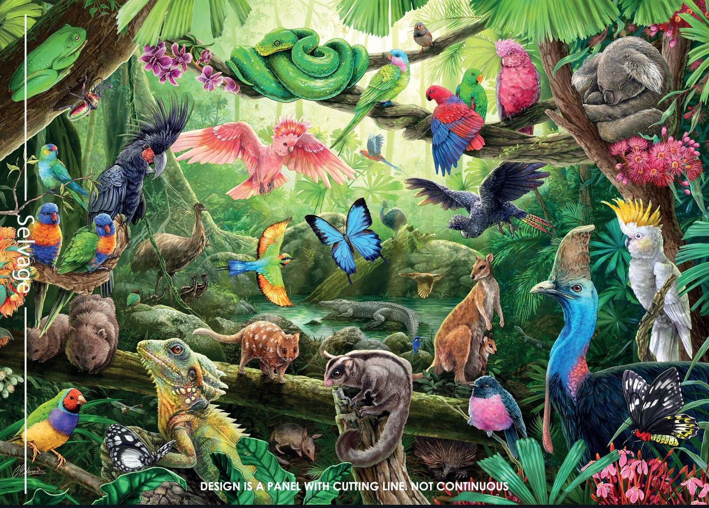 carlie edwards Australia dv6007 animal quilting fabric panel jungle zoo animals from devonstone available at 2 sew textiles art quilt supplies