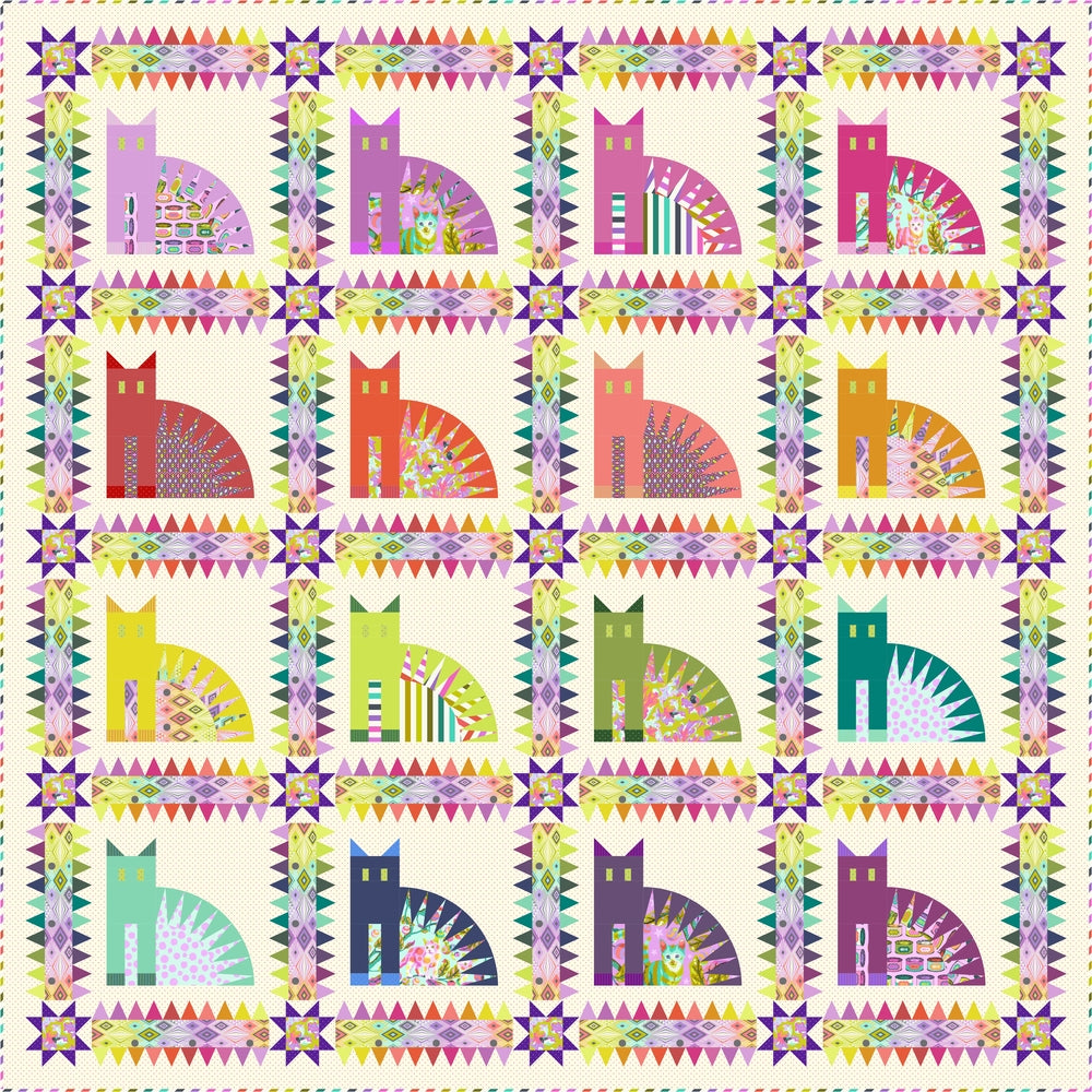 free quilt with purchase tabby road curiosity quilt for Tabby Road Deja Vu fabric collectionavailable at 2 sew textiles art quilt supplies