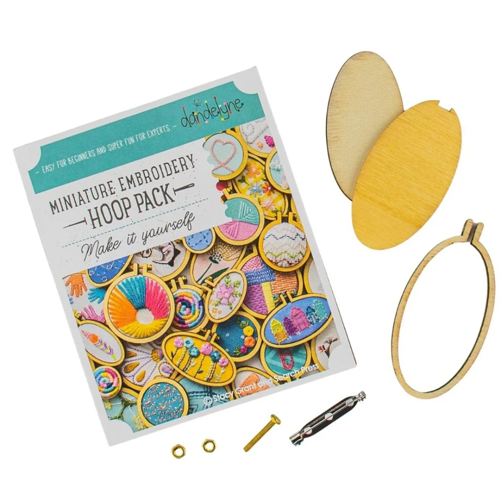 Create your own fabric and stitched jewellery! Set of 3 Mini Embroidery Hoops & Aida cloth - Beginner friendly - Quick Easy Fun Gifts