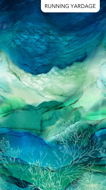 Deep Blue fabric collection - Humpback Whales Swimming - Panel and Fabrics
