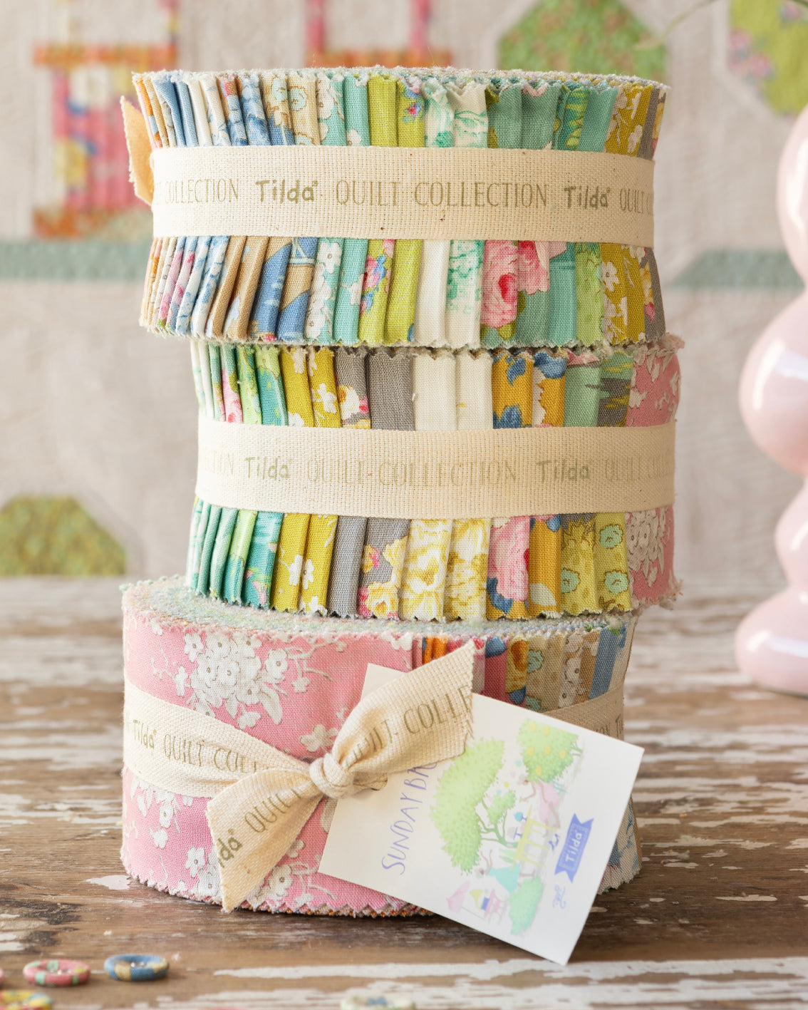 Tilda SUNDAY BRUNCH fabric Collection - Pre Cuts - Jelly Roll - FREE SHIPPING