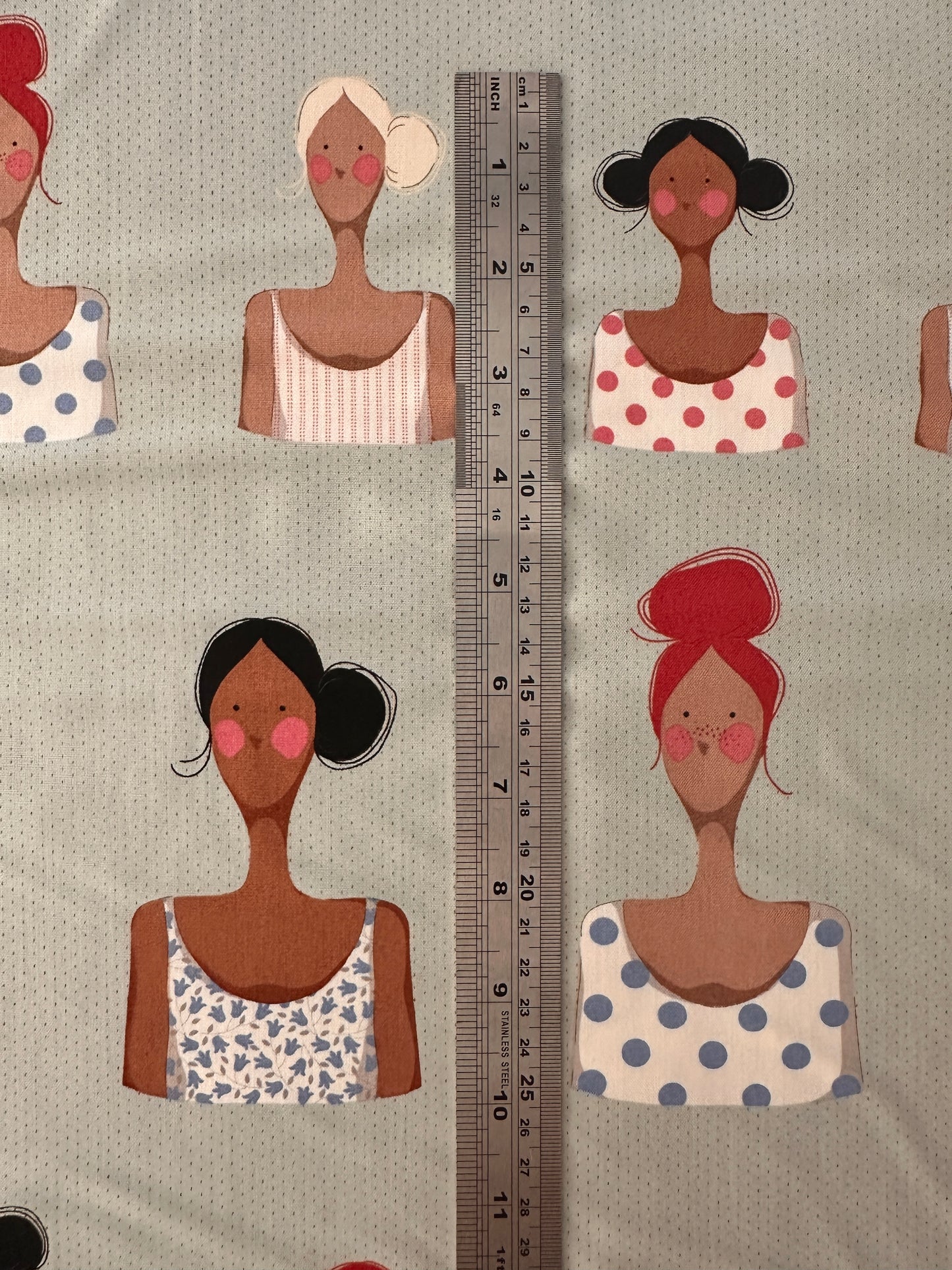 with ruler brunette in Khaki tilda me and my friends by tone finnanger at 2 sew textiles art quilt supplies