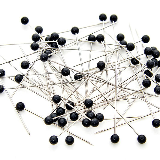 HEMLINE GOLD - Black Plastic Head Pins - 60pcs/jar 0.58 x 38mm pins