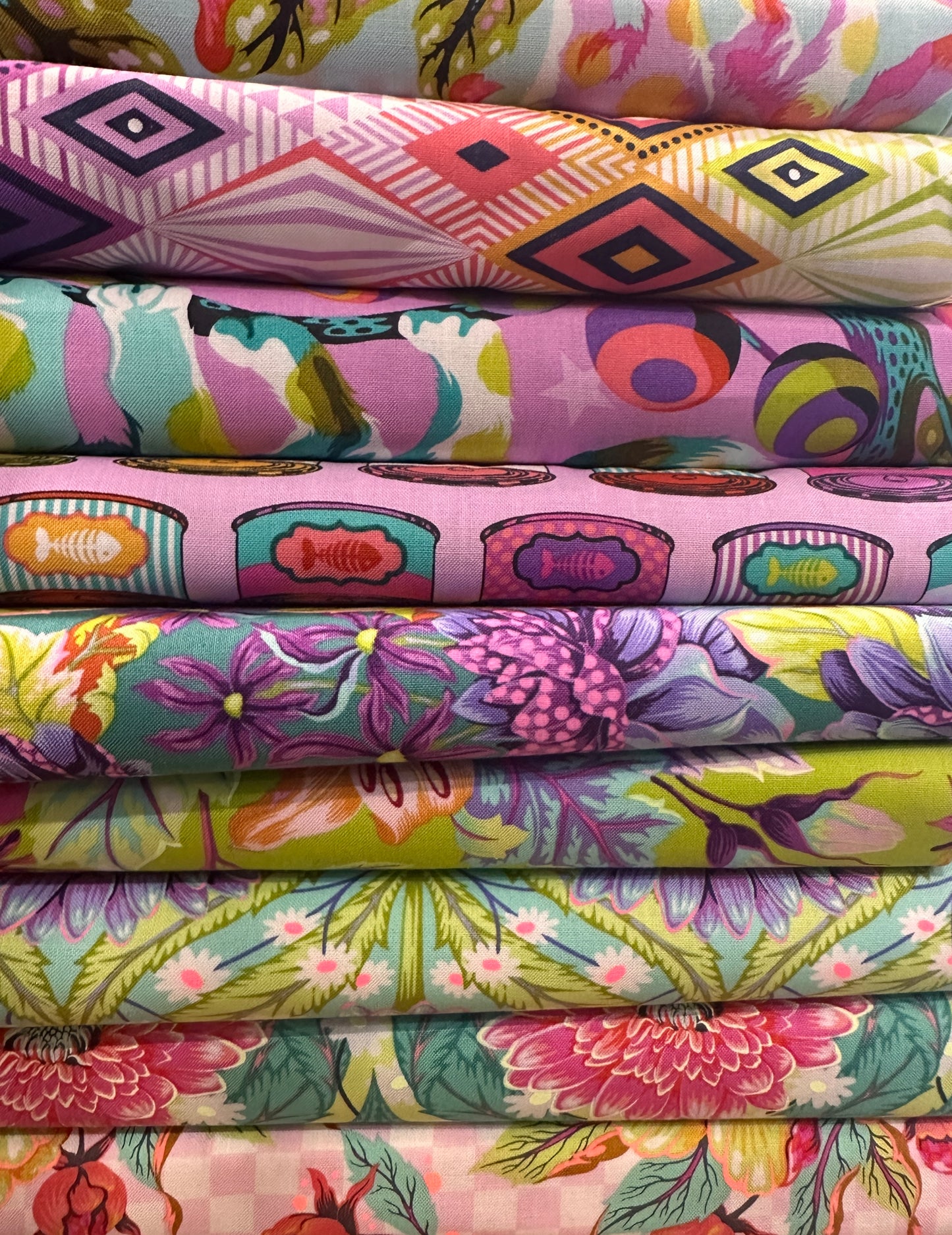 Mystery Scrap bundle mixed collections - Tula Pink - Everglow - Besties - Linework - Tabby Road and more