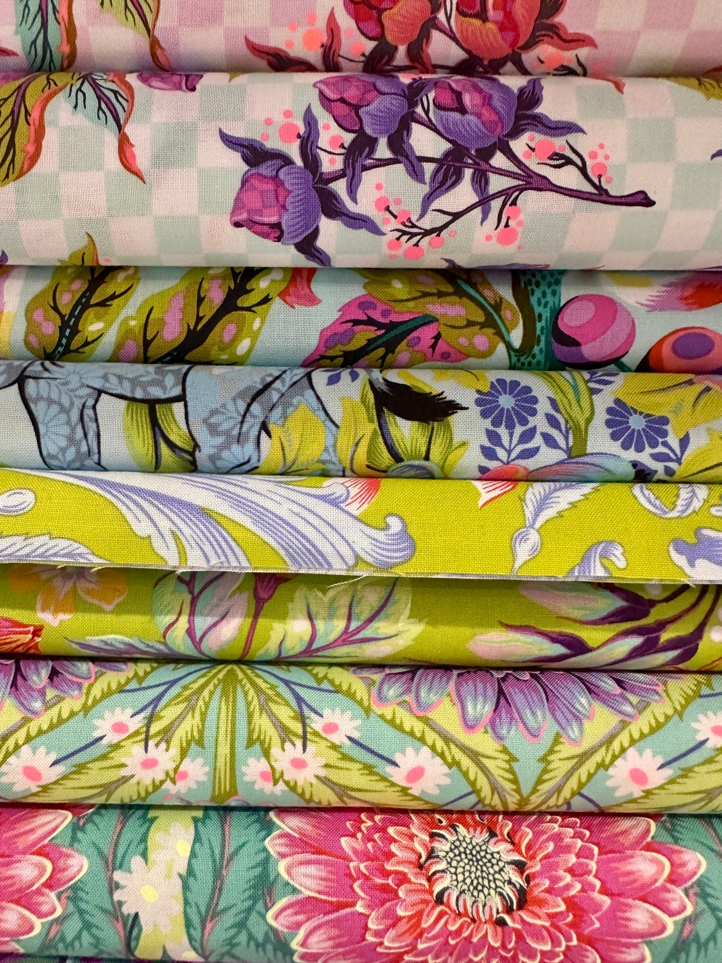 Mystery Scrap bundle mixed collections - Tula Pink - Everglow - Besties - Linework - Tabby Road and more