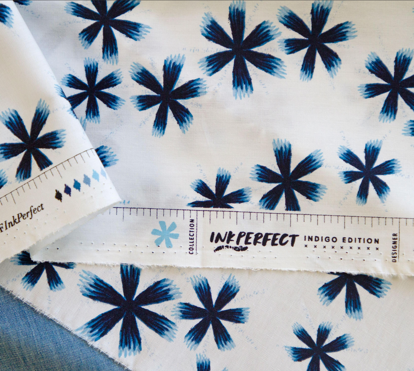 inked petals with selvage Inkperfect by Art gallery Fabrics a beautiful collection reminiscent of ancient japanese textile techniques available at 2 Sew Textiles Art Quilt Supplies