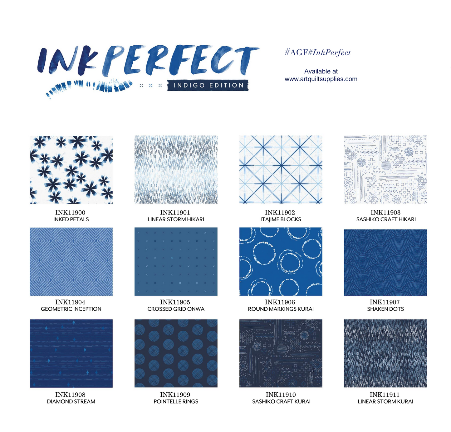 fabric range codes Inkperfect by Art gallery Fabrics a beautiful collection reminiscent of ancient japanese textile techniques available at 2 Sew Textiles Art Quilt Supplies