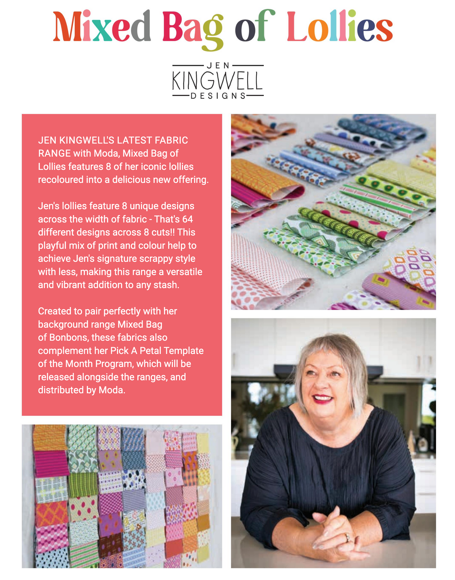 Jen Kingwell's Mixed Bag Lollies - 2.5 inch Jelly Roll