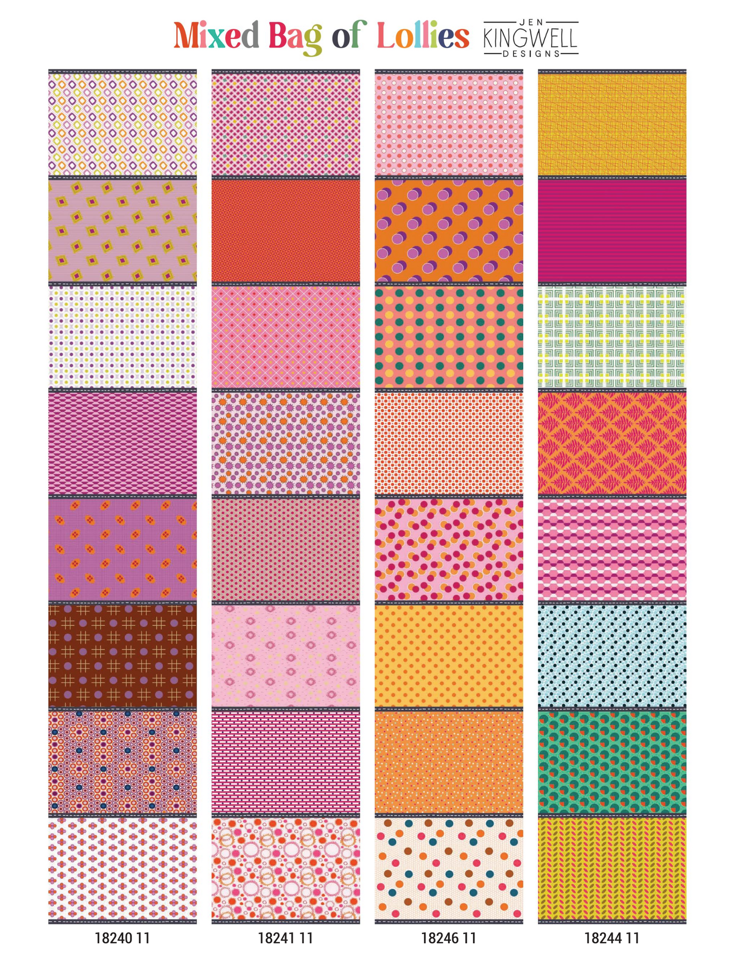 Jen Kingwell's Mixed Bag Lollies - 2.5 inch Jelly Roll