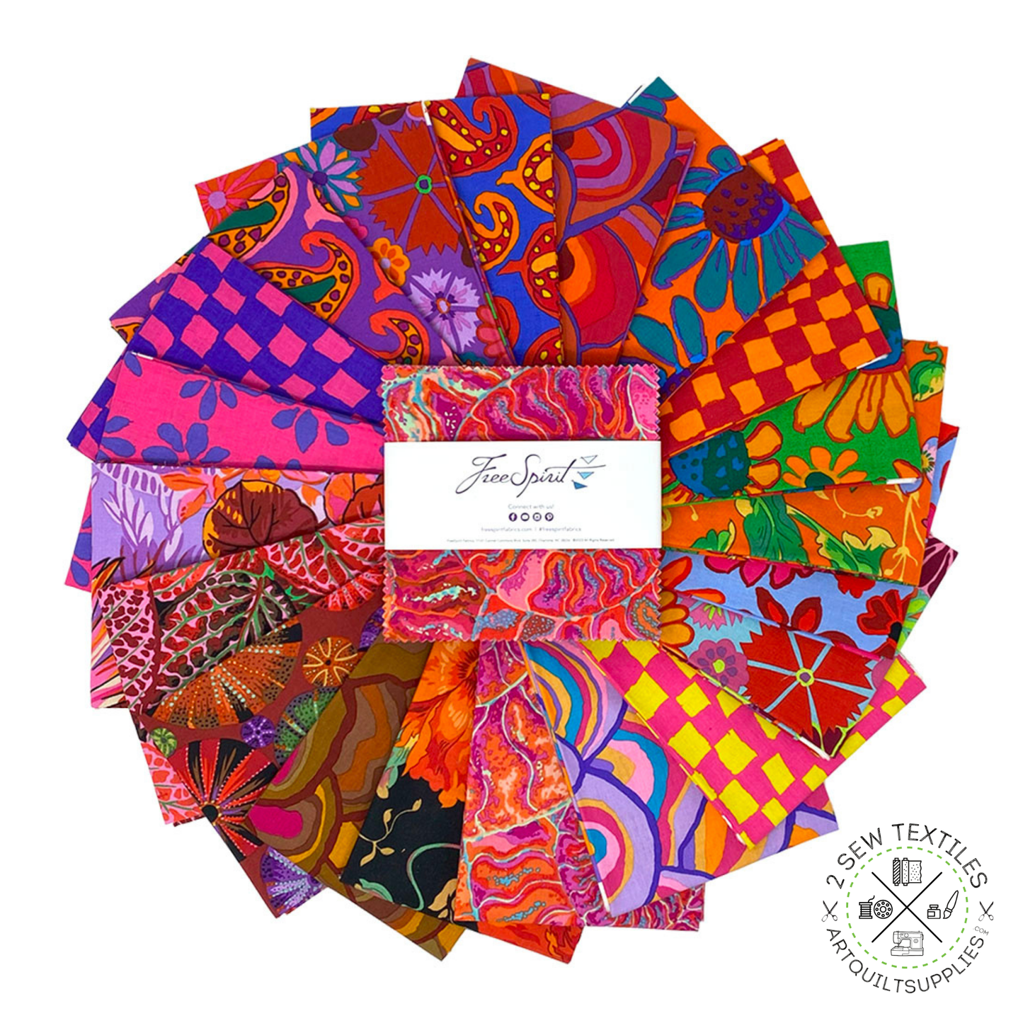fabric layout bundle August 2024 HOT - charm pack 5 inch Quilting Fabric Bundle - Kaffe Fassett Collective for FreeSpirit - available at 2 sew textiles art quilt supplies .com