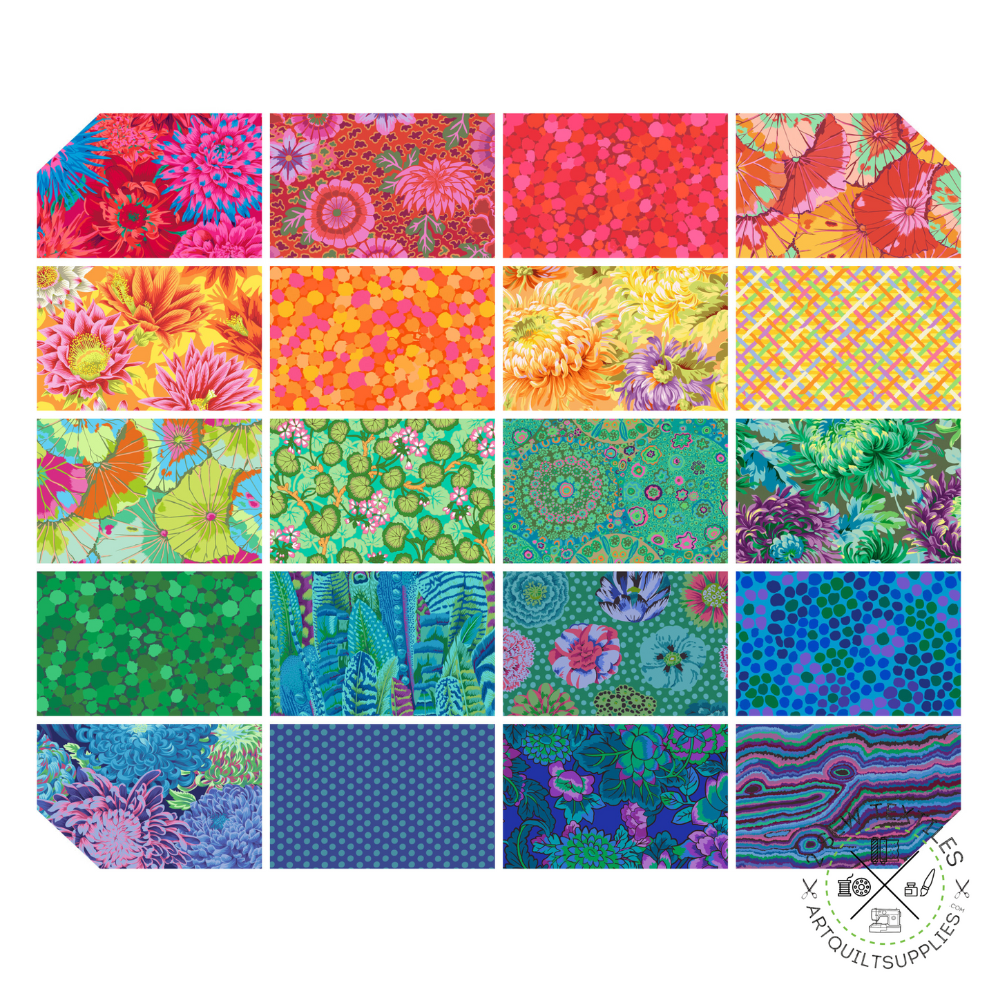 rainbow kaffe fassett collective quilting fabric 5" charm pack - 2 Sew textiles art quilt supplies