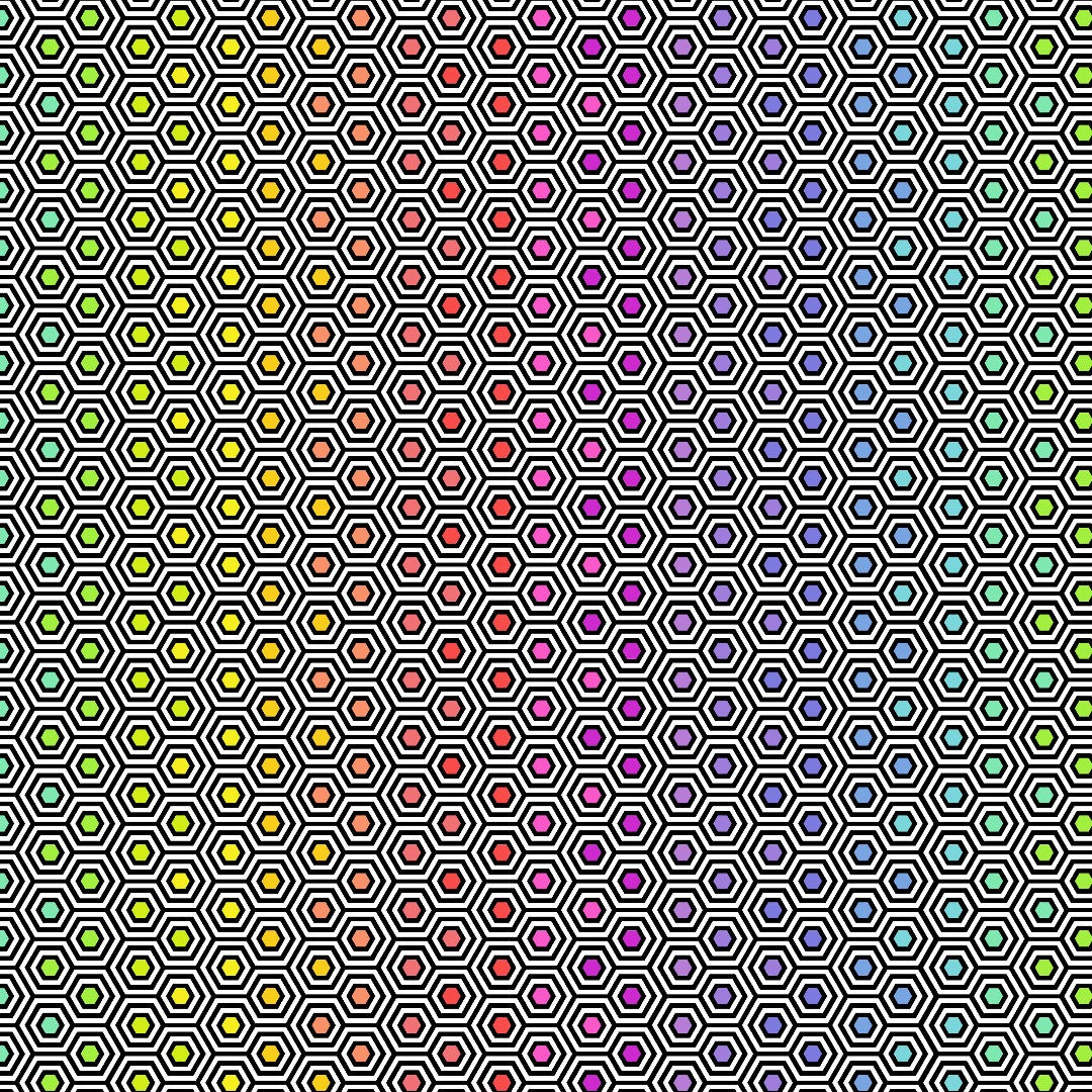 Hexy Rainbow PWTP151.ink by Tula Pink part of the linework collection in paper ink available at at 2 Sew Textiles Art Quilt Supplies with a free pattern