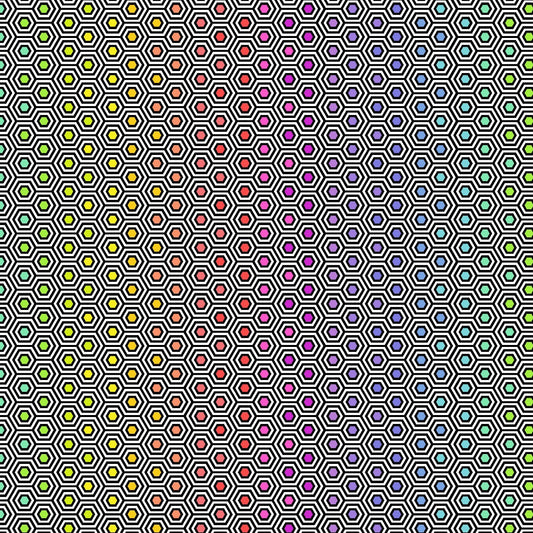 Hexy Rainbow PWTP151.ink by Tula Pink part of the linework collection in paper ink available at at 2 Sew Textiles Art Quilt Supplies with a free pattern