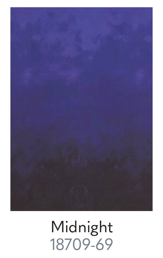 Navy blue color swatch with the text 'Midnight 18709-69' on a white background