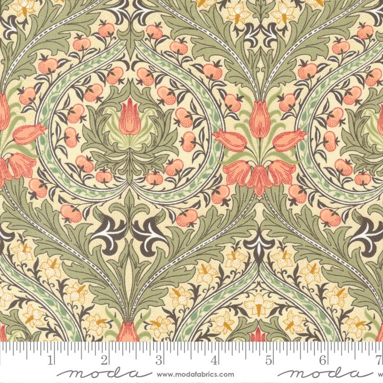 greens creams and pinks - - William Morris Meadow Quilt fabric at 2 sew textiles art quilt supplies