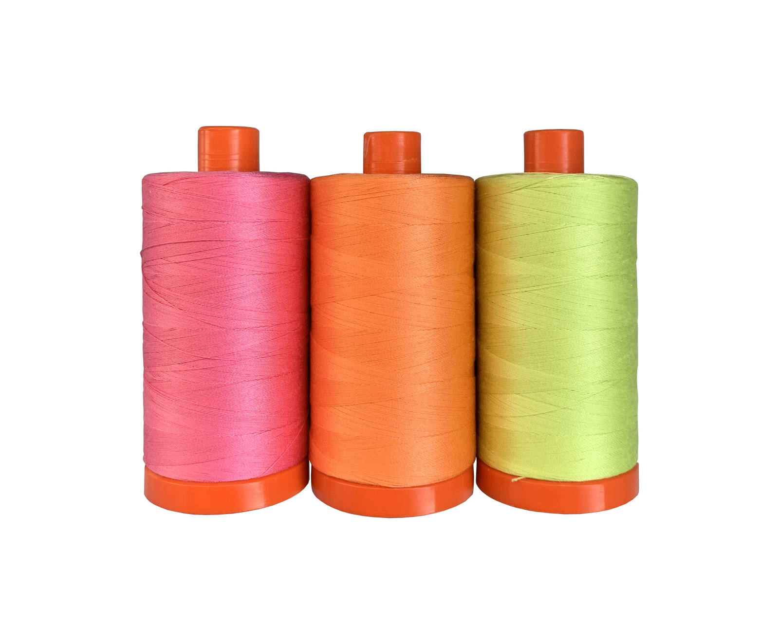 pink orange yellow neon spools Tula Pink Neon Aurifil thread collection at 2 Sew Textiles art quilt supplies