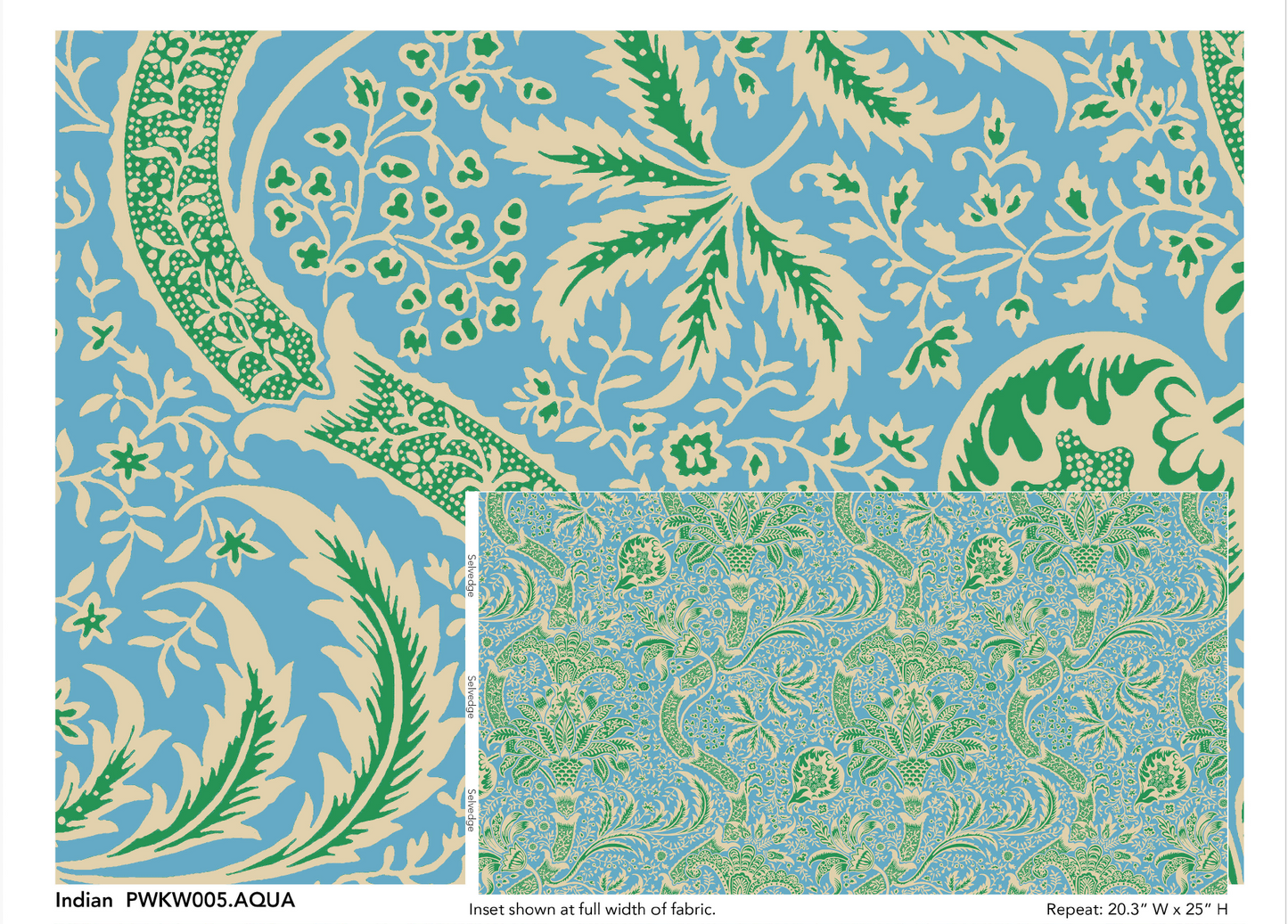 Kaffe x Morris & Co for FreeSpirit - INDIAN AQUA