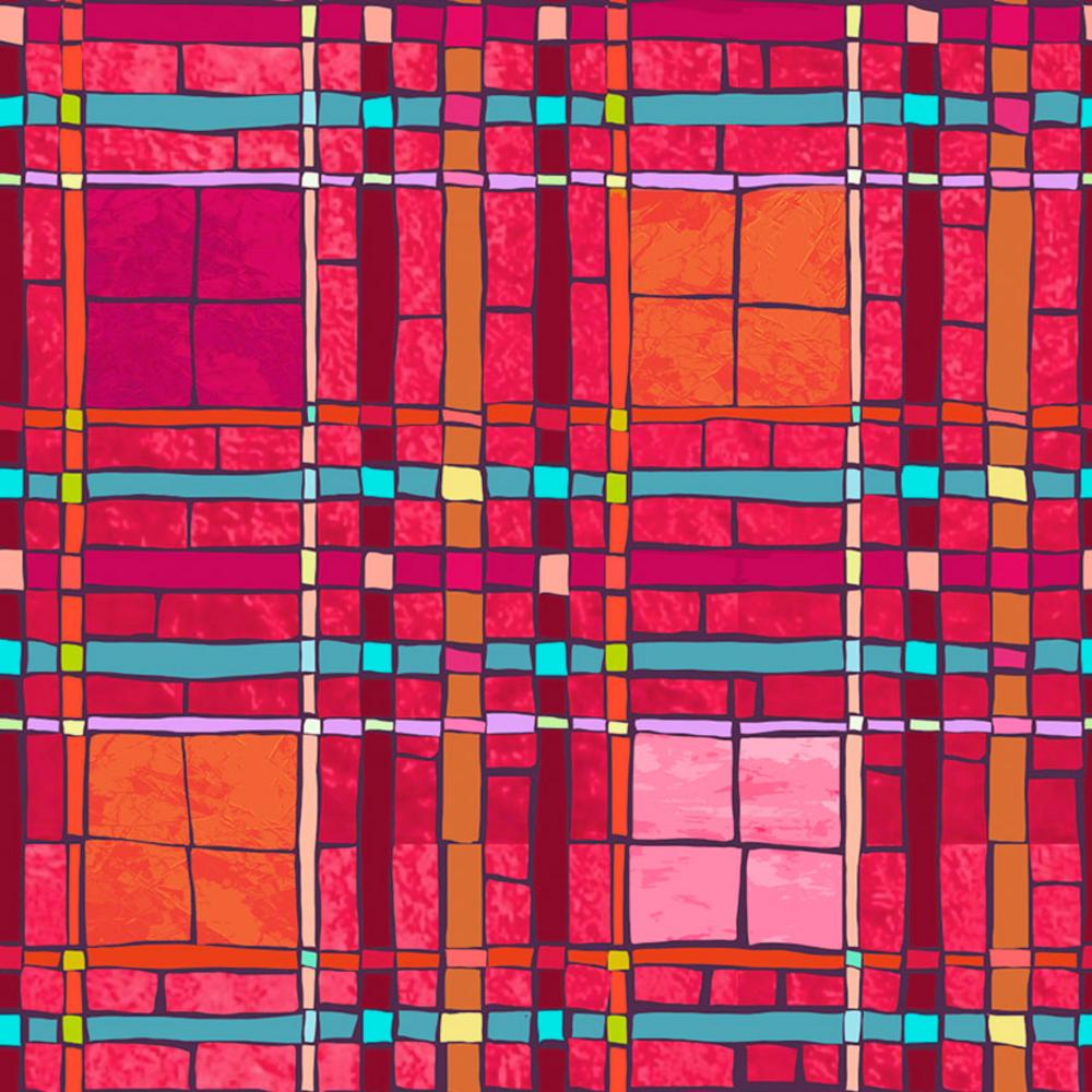 SAN MARCO ROSE DETAIL Murano collection by Odile Bailloeul inspired mosaics and marble, animals with flowers and cracked floors of palaces and castles. reds blues teals and greens available at 2 sew textiles art quilt supplies