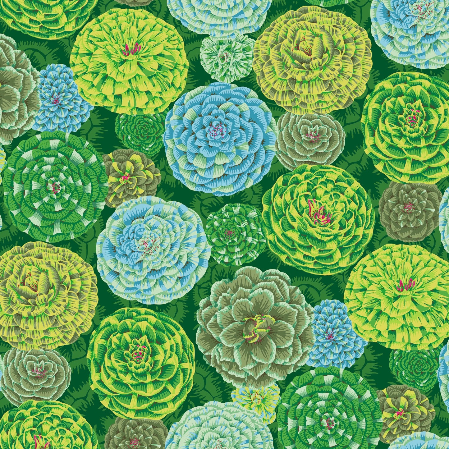 FABRIC SELECTION fabric layout bundle August 2024 COOL - 20 pc Fat Quarter Quilting Fabric Bundle - Kaffe Fassett Collective for FreeSpirit - FB4FQGP.Aug24COOL available at 2 sew textiles art quilt supplies .com