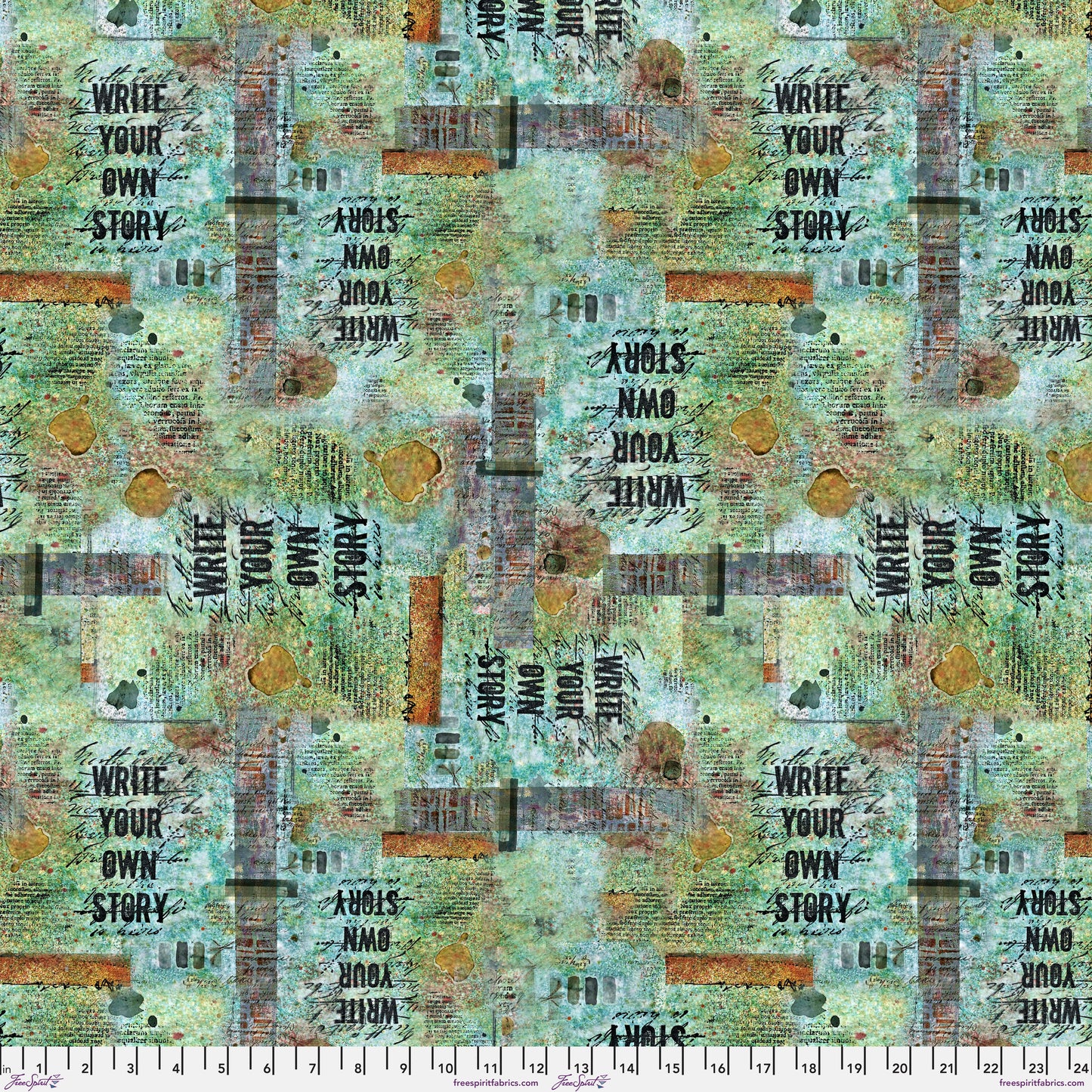 Seth Apter Live Out Loud quilt fabric collection available at 2 sew textiles art quilt supplies Write Your Own Story - Seafoam