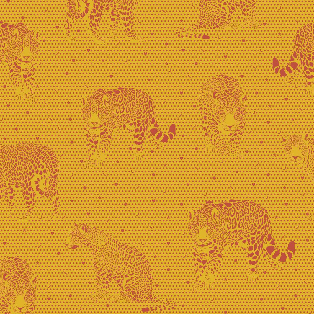 Jaguar in orange - Daydreamer 22pc fat quarter stack by Tula Pink for FreeSpirit fabrics at 2 Sew Textiles art quilt supplies