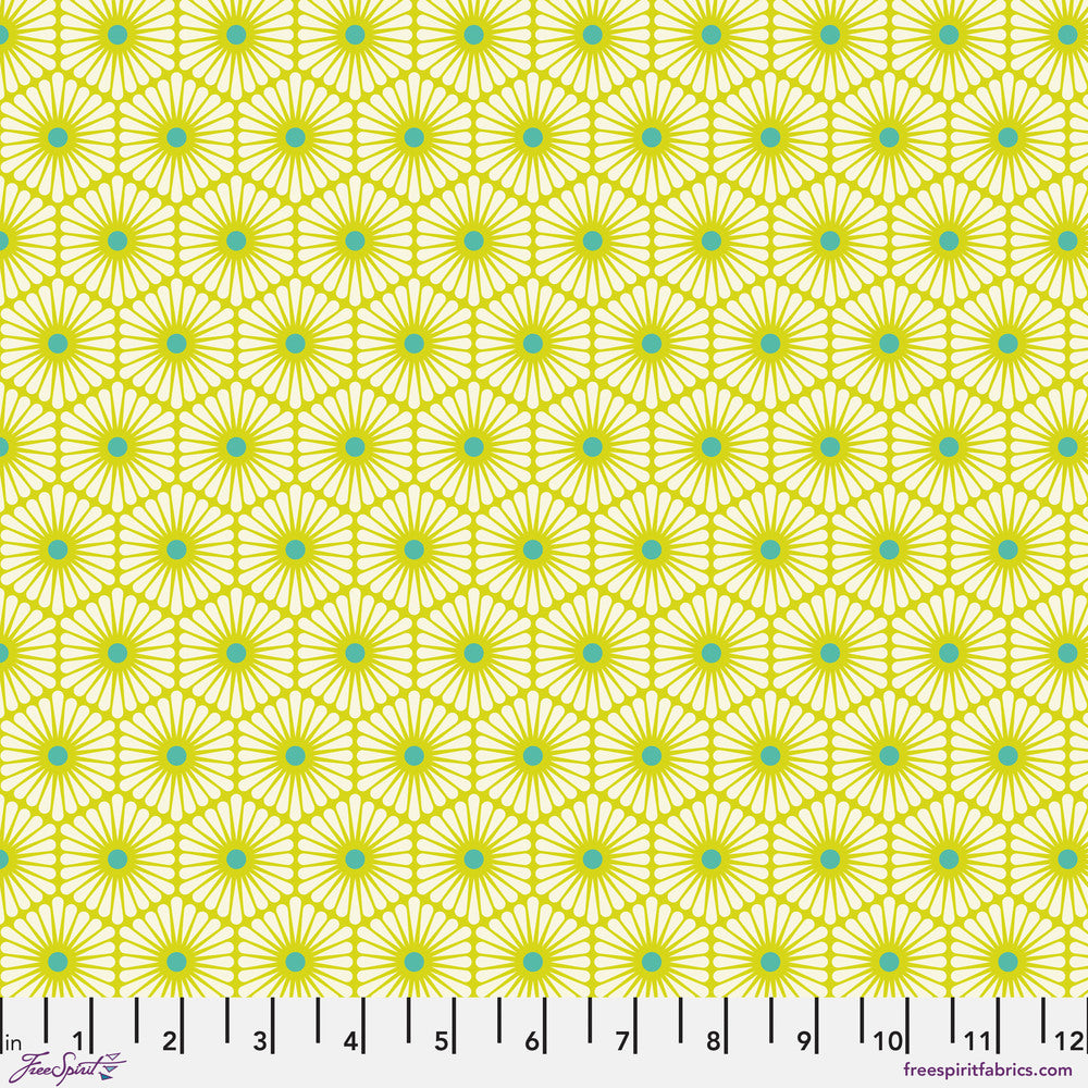 RULER - Pink red and white geometric daisy design w Tula Pink - Besties - Daisy Chain pwtp220.CLOVER at 2 Sew Textiles Art Quilt Supplies