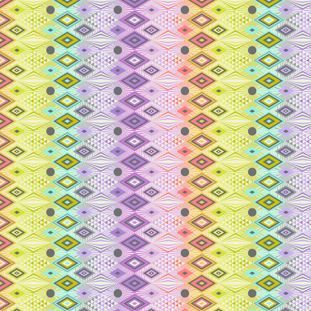 PWTP232 Prism disco lucy pinks purples and teals diamonds and triangles fabric tabby road DeJa Vu collection by Tula pink at 2sew textiles - art quilt supplies