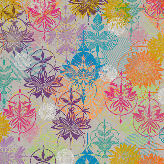 Vibrant Joyous multi colour Grace by Valorie wells for Freespirit fabrics a divine fabric collection available at 2 Sew Textiles - Art Quilt Supplies