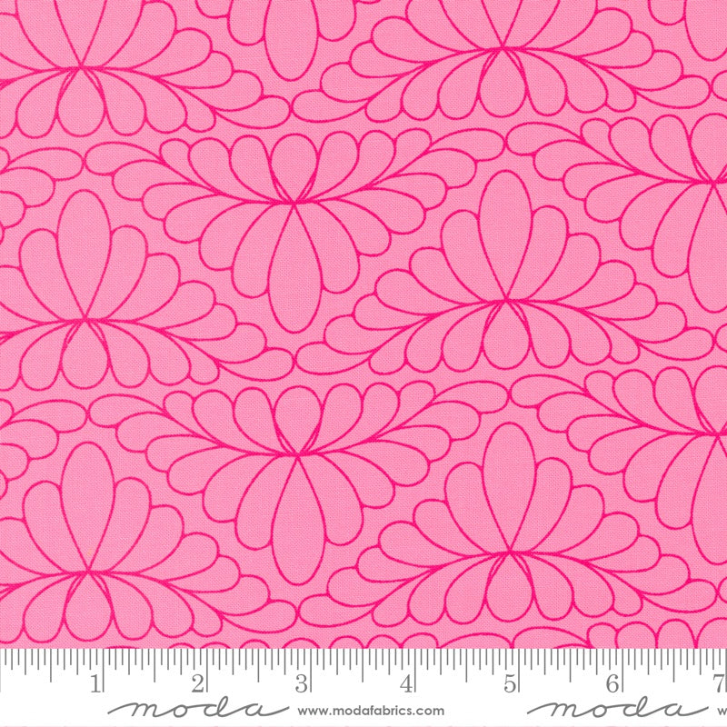 bubblegum pink colour - Rainbow sherbet with fun quilty design by Sarah Ditty for Moda Fabric at 2 Sew Textiles Art Quilt Supplies