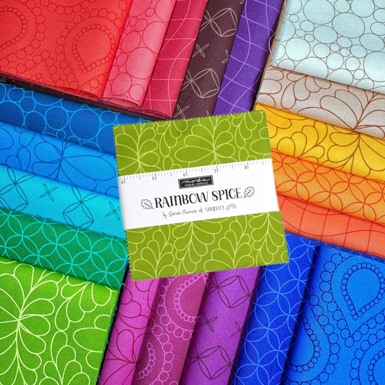 charm pack - rainbow spice by Sarah Thomas - saraditty for Moda Fabrics - available at 2 Sew Textiles - art quilt supplies