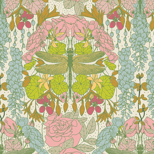 dragon flies and floral flowers in Spring Equinox in Libellule Ascension by Katie Oshea for Art Gallery Fabrics via melbourne Fabrics #KatieOsheaDesign  available at 2 sew textiles art quilt supplies