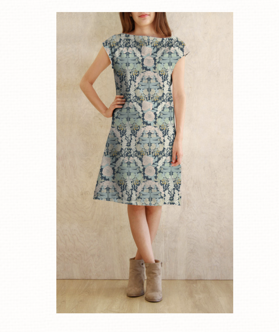 dress featuring dragon flies and floral flowers in Spring Equinox in Libellule Awakening for Art Gallery Fabrics via melbourne Fabrics #KatieOsheaDesign available at 2 sew textiles art quilt supplies