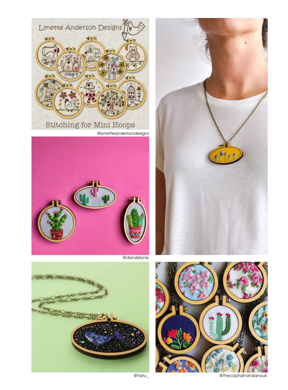 Create your own fabric and stitched jewellery! Set of 3 Mini Embroidery Hoops & Aida cloth - Beginner friendly - Quick Easy Fun Gifts