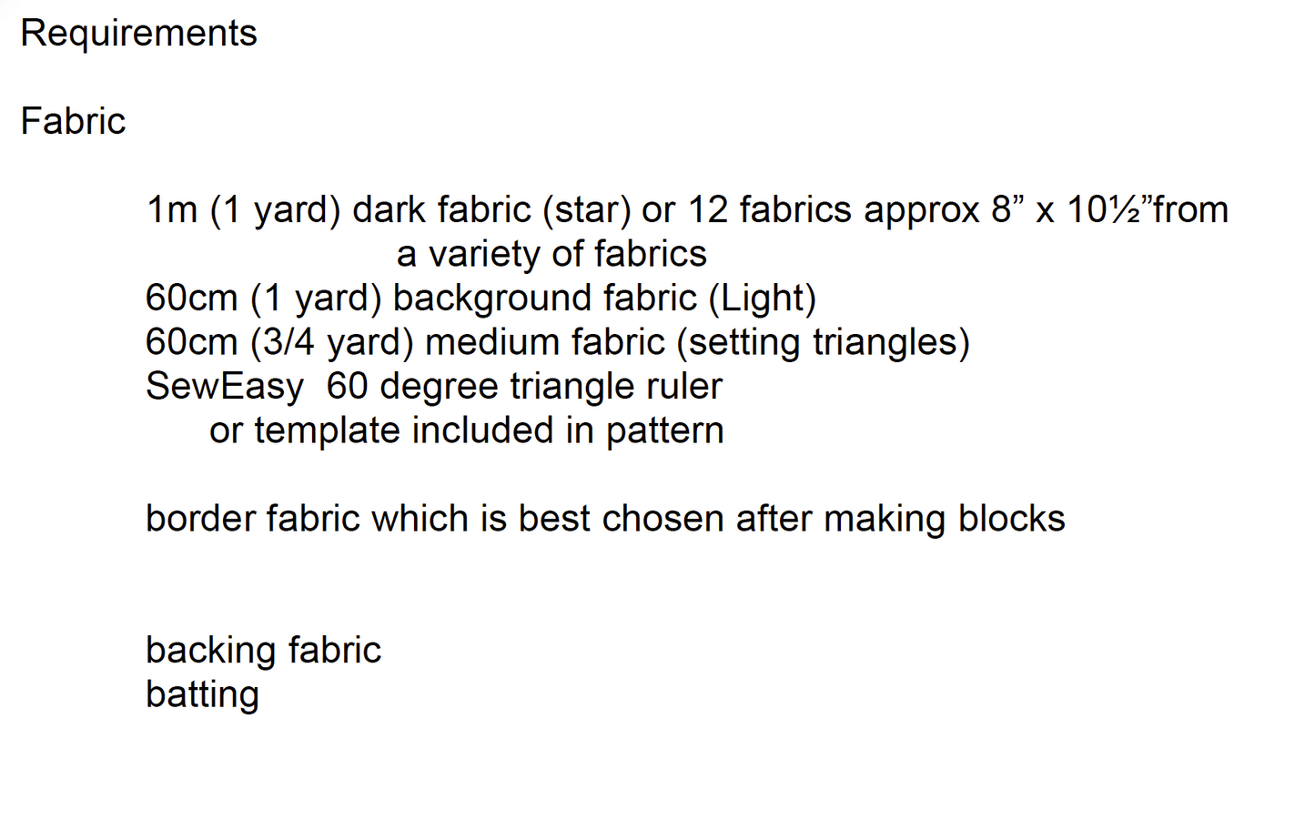60 Deg Triangle Star - Quilt Pattern