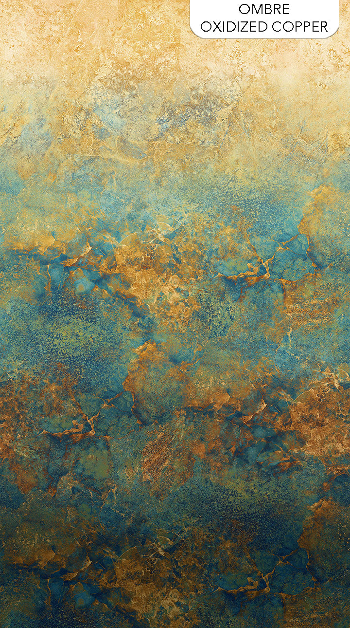 Stonehenge Gradations 2 Oxidized Copper Fabric by Linda Ludovico