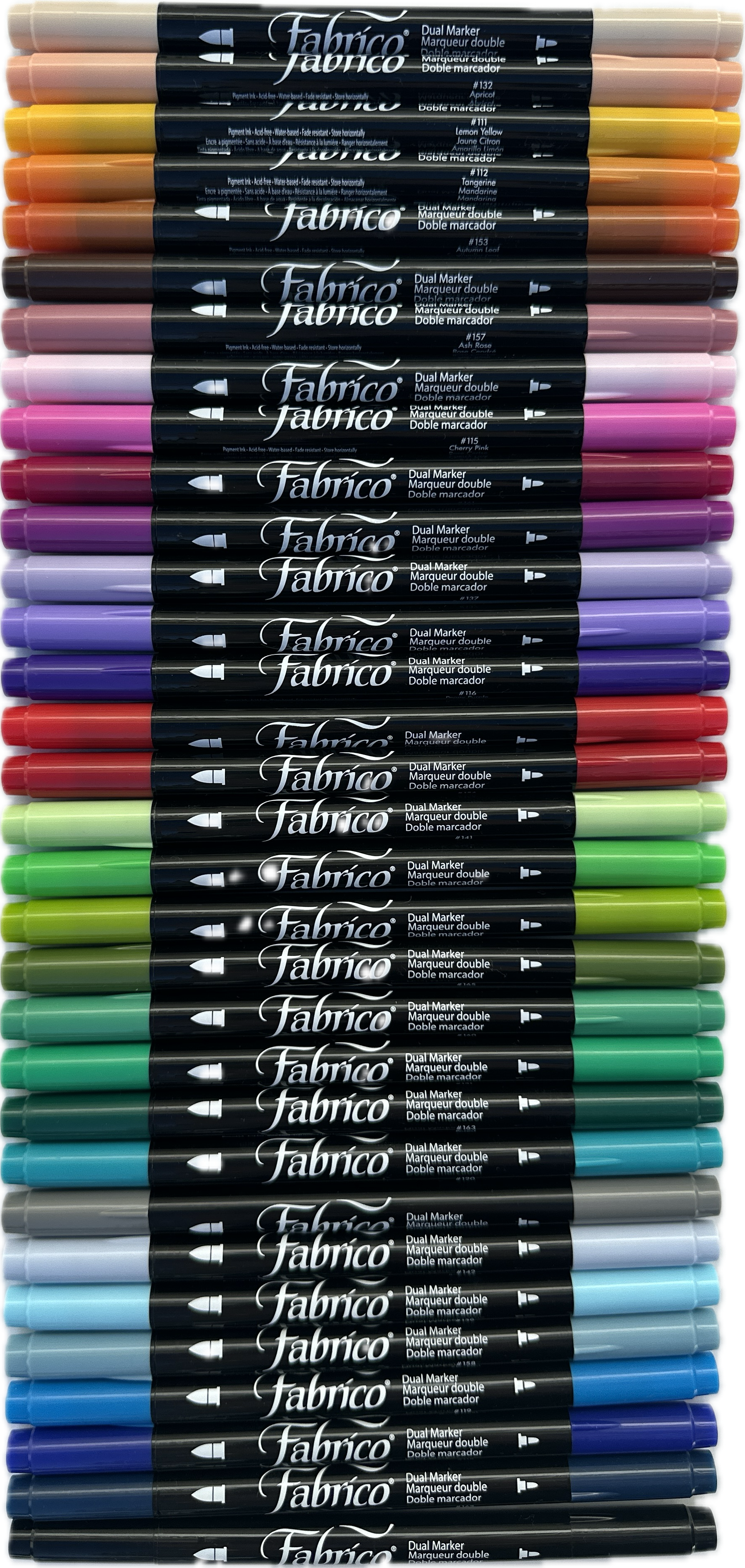 great range- fabrico fabric markers by Tsukineko in Japan. Permanent light fast great range of colours.  available at 2 SewTextiles - art quilt supplies. great for quilt labels and textile art