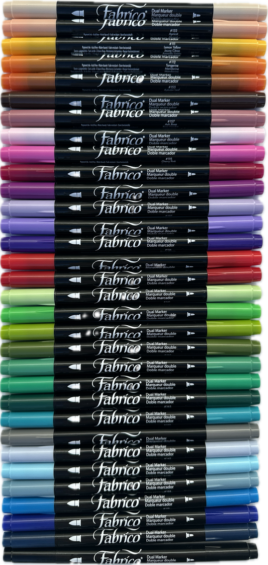 great range- fabrico fabric markers by Tsukineko in Japan. Permanent light fast great range of colours.  available at 2 SewTextiles - art quilt supplies. great for quilt labels and textile art