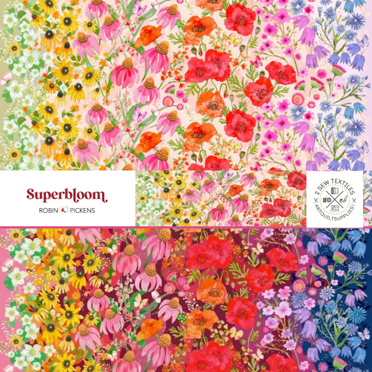 Pre cut bundles Superbloom ombre floral quilt fabric by Robin Pickens available at 2 sew textiles art quilt supplies.
2 colour ways - Pastel and jewel
edge to edge design
