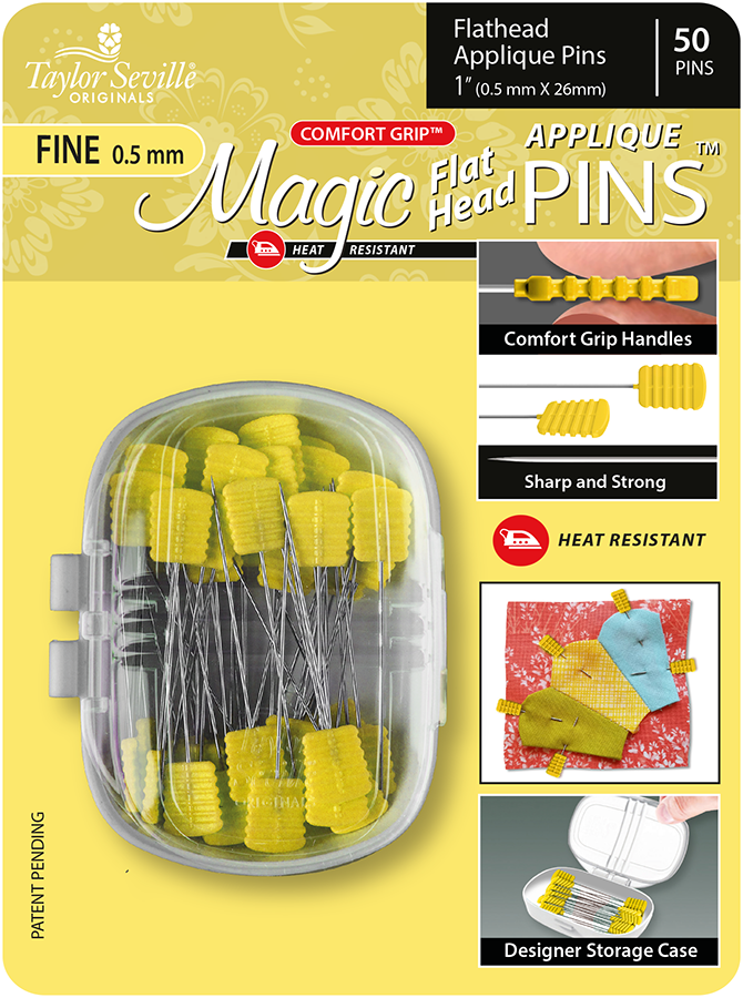 Taylor Seville Magic Pins - Flat Head Applique Pins - fine - 50pc – ART  QUILT SUPPLIES - 2 Sew Textiles