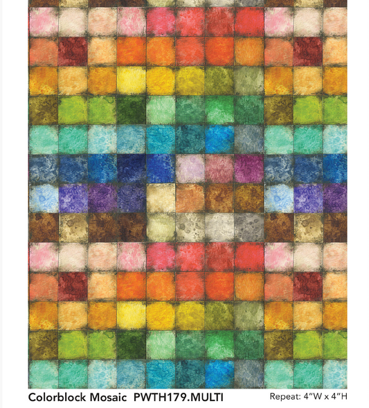 detail.. mosaic pattern Colorblock colourblock by Tim Holtz squares of colour paint palette from Freespirit available at 2 sew textiles art quilt supplies