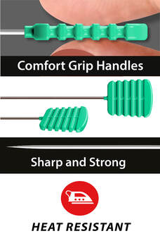 comfort grip handles Patchwork extra long pins flat head fine  Taylor seville magic pins at 2 Sew Textiles art quilt fabric supplies