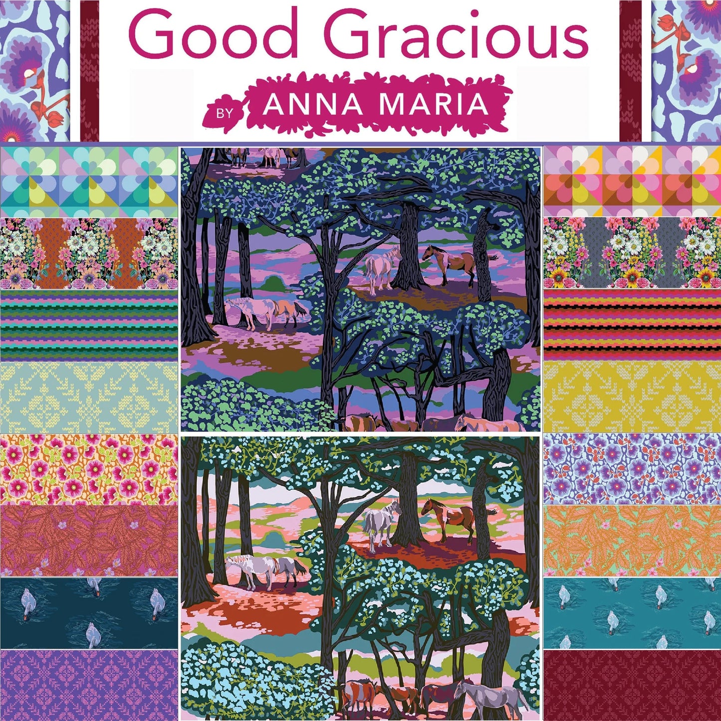 stack Good gracious quilt fabric collection by Anna Maria for Freespirit fabrics available at 2 sew textiles art quilt supplies.